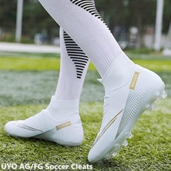 Chaussures de football à crampons pour hommes UYO avec lacets montants, pointes antidérapantes, support de cheville, baskets ath