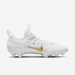 Crampons de crosse Nike Huarache 9 Elite Low LAX (FD0089-100, blanc/blanc/or vif métallisé)