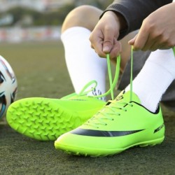 Chaussures de football en salle pour hommes UYO Crampons de football à lacets à pointes antidérapantes Sports Athletic Futsal TF