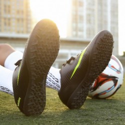 Chaussures de football à crampons pour hommes Chaussures de football à pointes antidérapantes à lacets Indoor TF Turf Futsal Run