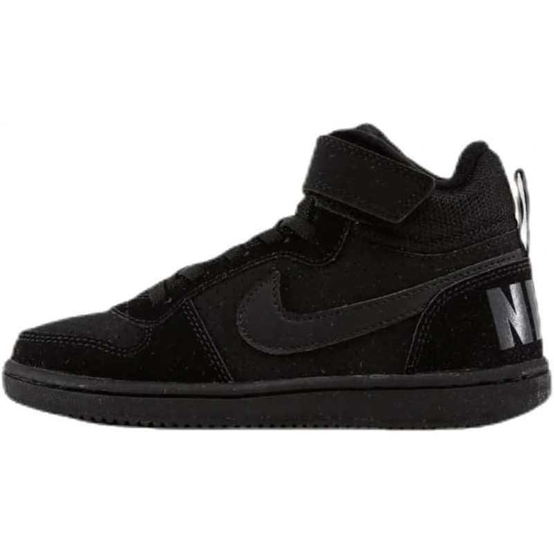 Nike 870026-001 : Baskets mi-hautes Court Borough noires/noires pour petits enfants